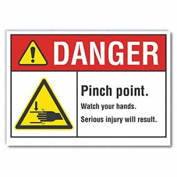 LYLE Pinch Point Danger Lbl 5inx7in Polyester, 62RZ44