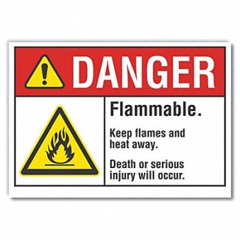 LYLE Flammable Mtrl Danger Rflct Lbl 5x7in, 62TA35