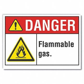 LYLE Flammable Gas Danger Rflct Lbl 5inx7in, 62TC08