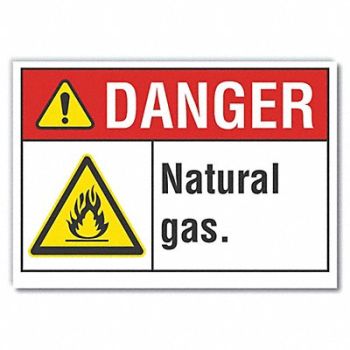 LYLE Natural Gas Danger Rflctv Label 5inx7in, 62TC44