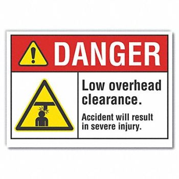 LYLE Low Clearance Danger Rflct Lbl 5inx7in, 62TC56