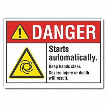 LYLE Hands Clear Danger Rflct Label 5inx7in, 62TC68