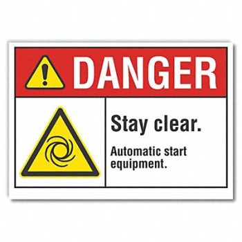 LYLE Stay Clear Danger Rflctv Label 5inx7in, 62TC80