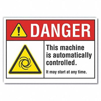 LYLE Machine Operation Danger RflctvLbl 5x7in, 62TC92