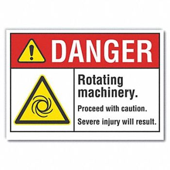 LYLE Rotate Mach. Danger Rflct Label 5x7in, 62TD05