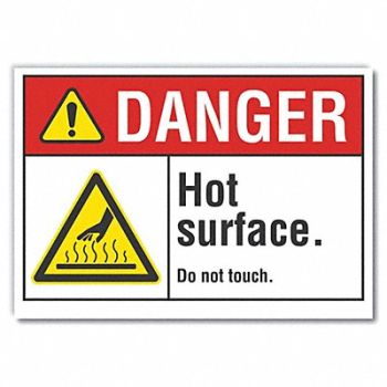 LYLE Hot Surface Danger Rflctv Label 5inx7in, 62TD41