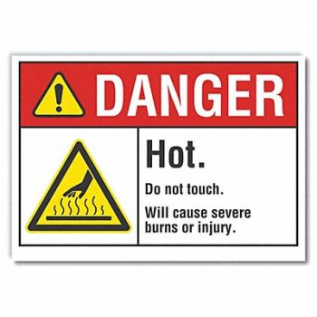 LYLE Hot Surface Danger Rflct Label 5inx7in, 62TD53