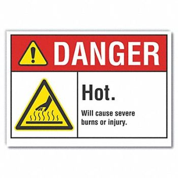 LYLE Hot Surface Danger Rflct Label 5inx7in, 62TD65
