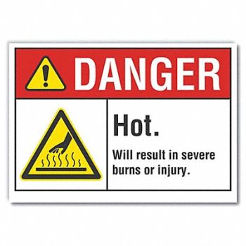 LYLE Hot Surface Danger Rflct Label 5inx7in, 62TD77