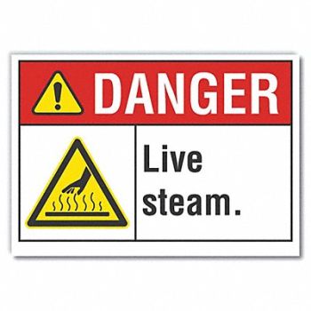 LYLE Live Steam Danger Rflct Label 5inx7in, 62TD89