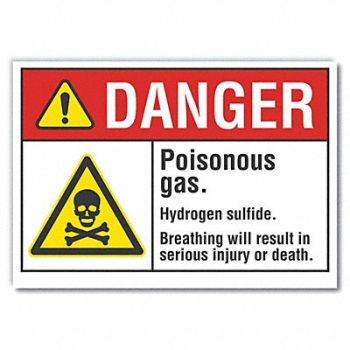 LYLE Poison Gas Danger Rflct Label 7inx10in, 62TD98