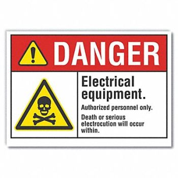 LYLE Elec Equip Danger Rflct Lbl 5x7in, 62TE14