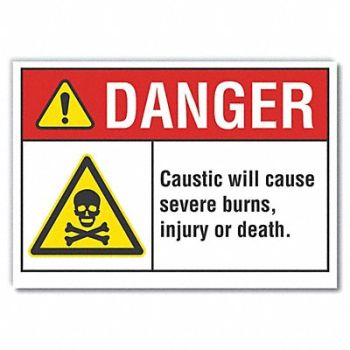 LYLE Caustic Danger Rflct Label 5 in x 7 in, 62TE50