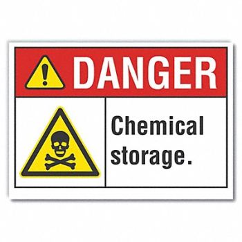 LYLE Chemicals Danger Rflctv Label 5inx7in, 62TE62