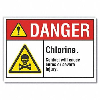 LYLE Chlorine Danger Rflct Label 5inx7in, 62TE74