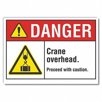 LYLE Crane Hoists Danger Labl 5x7in Polyest, 62TE80