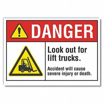 LYLE Lift Trck Trfc Danger Rflct Lbl 5x7in, 62TE98