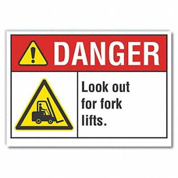 LYLE Lift Trck Trfc Danger Rflct Lbl 5x7in, 62TF11