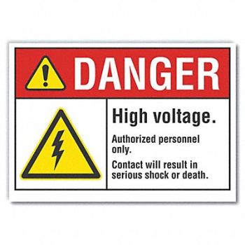LYLE High Voltage Danger Rflct Lbl 5inx7in, 62TF23