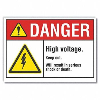 LYLE High Voltage Danger Rflct Lbl 3.5inx5in, 62TF46
