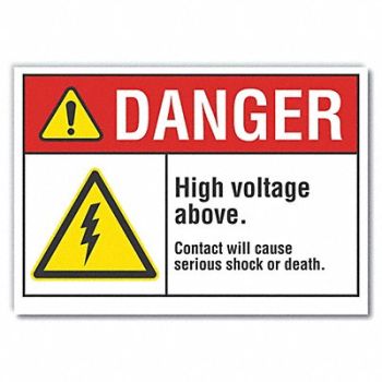 LYLE High Voltage Danger Rflct Lbl 5inx7in, 62TF59