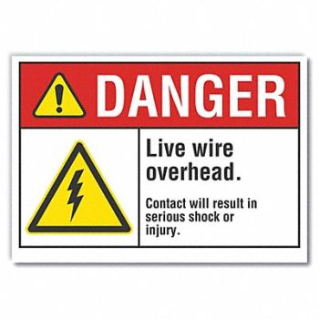 LYLE Live Wire Danger Rflct Label 5inx7in, 62TF83