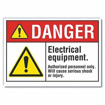 LYLE Elec Equipment Danger Rflctv Label 5x7in, 62TG92