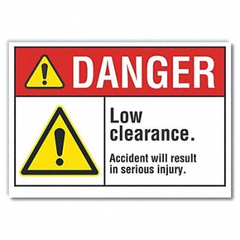 LYLE Low Clearance Danger Rflctv Labl 5inx7in, 62TH05