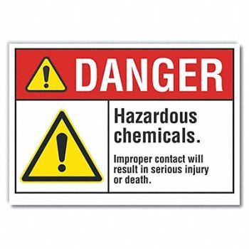 LYLE Hazardous Chems Danger RflctvLbl 5x7in, 62TH41