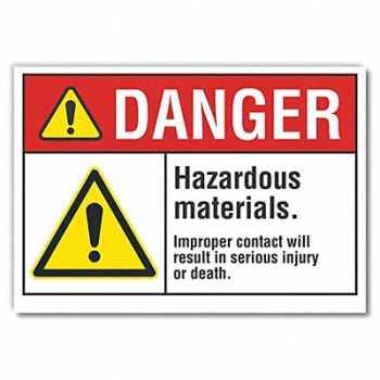 LYLE Hazardous Mtrl Danger Rflct Lbl 5x7in, 62TH53