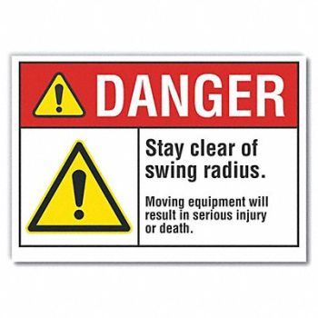 LYLE Stay Clear Danger Rflctv Label 5inx7in, 62TH65
