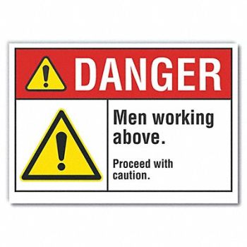 LYLE Men Working Danger Rflct Label 5inx7in, 62TH77