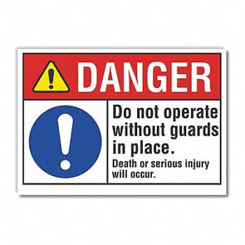 LYLE Machine Guards Danger Rflct Lbl 5inx7in, 62TK95