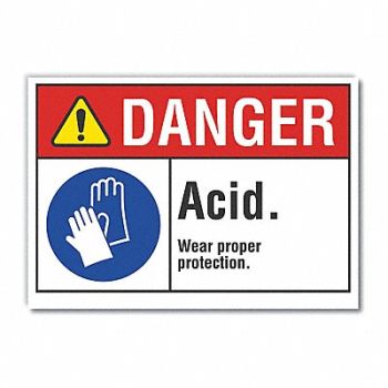 LYLE Acid Danger Rflct Label 5 in x 7 in, 62TL92