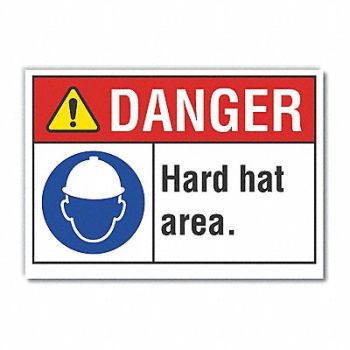 LYLE Hard Hat Danger Rflct Label 5inx7in, 62TM53