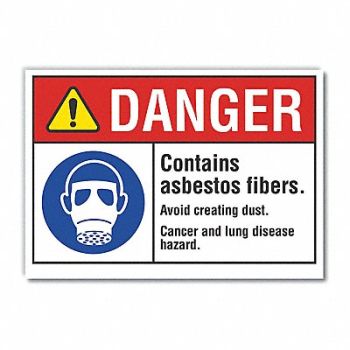 LYLE Asbestos Danger Rflct Label 5inx 7in, 62TM65