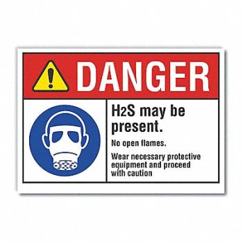 LYLE H(2)S Poisonous Gas Rflct Lbl 5x7in, 62TM77