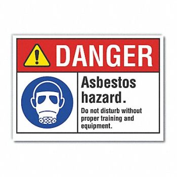 LYLE Asbestos Danger Rflctv Label 5inx7in, 62TN02