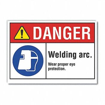 LYLE Eye Danger Rflctv Label 5inx7in, 62TN26