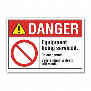 LYLE Machine Operat Danger Rflct Lbl 5x7in, 62TN50