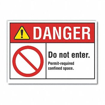 LYLE Confined Space Danger Rflct Lbl 5inx7in, 62TN86