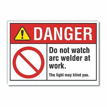 LYLE Welding Danger Rflct Label 5 in x 7 in, 62TP11