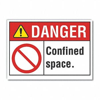 LYLE Confined Space Danger Rflctv Label 5x7in, 62TP47