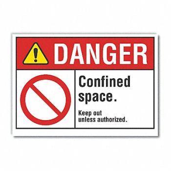 LYLE Confined Space Danger Rflct Lbl 5inx7in, 62TP83