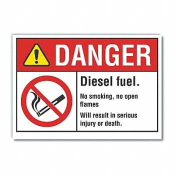 LYLE Diesel Danger Rflctv Label 5inx7in, 62TR68