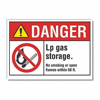LYLE No Smoking Danger Rflct Label 5inx7in, 62TT29