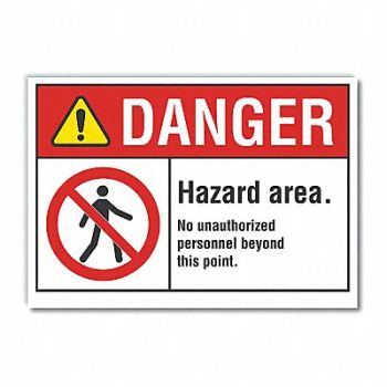 LYLE Hazard Area Danger Rflct Label 5inx7in, 62TT89