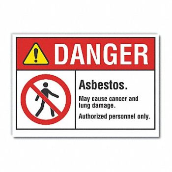 LYLE Asbestos Danger Rflct Label 5inx 7in, 62TU02