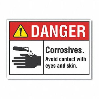 LYLE Corrosive Mtrl Danger Rflct Lbl 3.5x5in, 62TU61