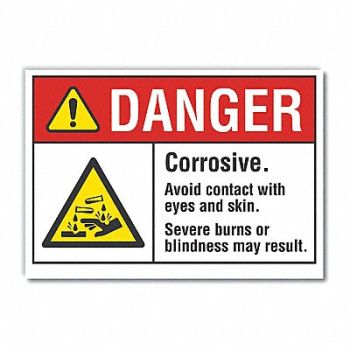LYLE Corrosive Mtrl Danger Rflct Lbl 5x7in, 62TU74